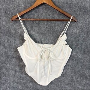 Neutral Cream Mini Dress with Tie Front